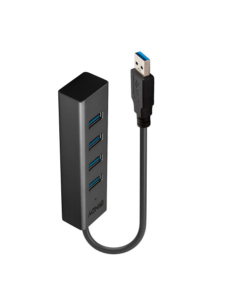 Lindy 43324 hub di interfaccia USB 3.2 Gen 1 (3.1 Gen 1) Type-A 5000 Mbit/s Nero