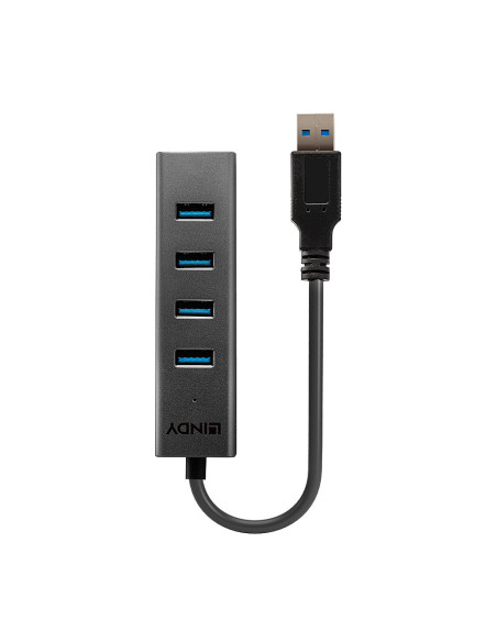 Lindy 43324 hub di interfaccia USB 3.2 Gen 1 (3.1 Gen 1) Type-A 5000 Mbit/s Nero