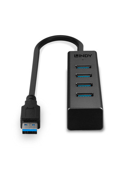 Lindy 43324 hub di interfaccia USB 3.2 Gen 1 (3.1 Gen 1) Type-A 5000 Mbit/s Nero