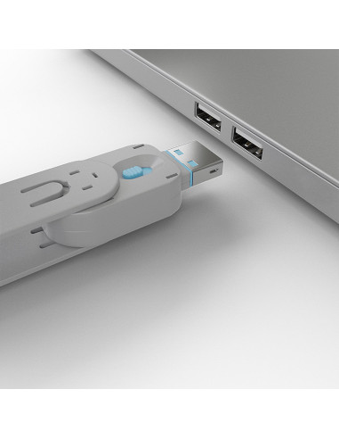 Lindy 40452 clip sicura Bloccaporte + chiave USB tipo A Blu Acrilonitrile butadiene stirene (ABS) 5 pz