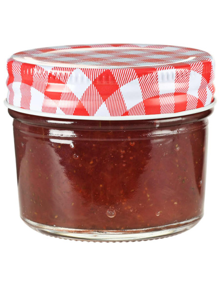 Vasi Marmellata in Vetro Coperchio Bianco e Rosso 96 pz 110 ml