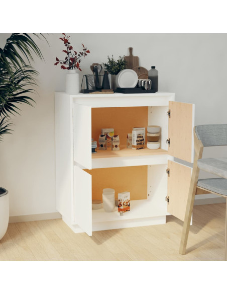 Credenza Bianca 60x34x75 cm in Legno Massello di Pino