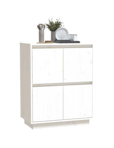 Credenza Bianca 60x34x75 cm in Legno Massello di Pino