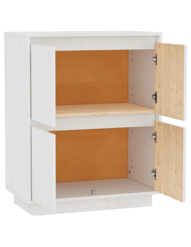 Credenza Bianca 60x34x75 cm in Legno Massello di Pino