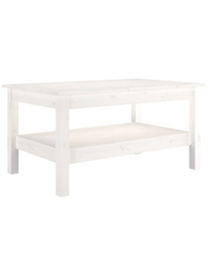 Tavolino da Salotto Bianco 80x50x40 cm Legno Massello di Pino
