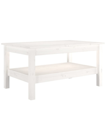Tavolino da Salotto Bianco 80x50x40 cm Legno Massello di Pino