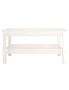 Tavolino da Salotto Bianco 80x50x40 cm Legno Massello di Pino 2