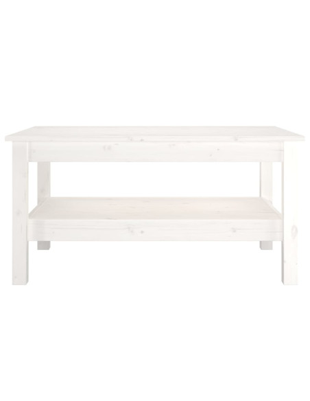 Tavolino da Salotto Bianco 80x50x40 cm Legno Massello di Pino