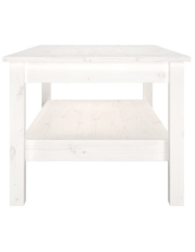 Tavolino da Salotto Bianco 80x50x40 cm Legno Massello di Pino