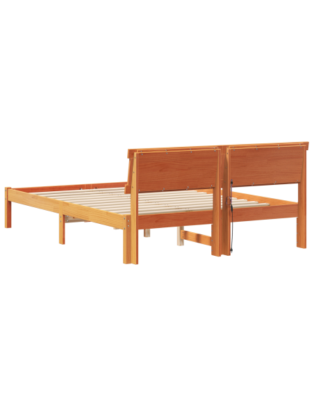 Struttura Letto con Testiera & LED Marrone Cerato 120x190 cm in Legno Massello di Pino