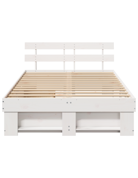Struttura Letto con Cassetti Bianca 135x190 cm Legno Massello di Pino