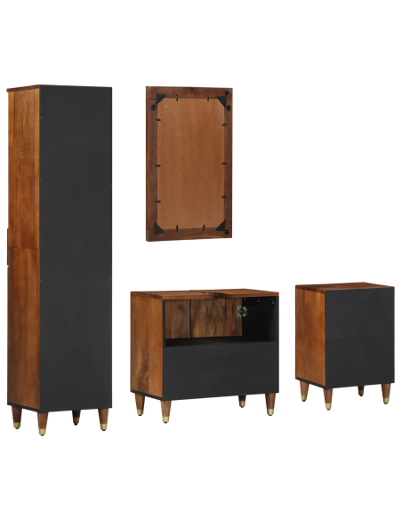 Set di Mobili per Bagno  in Legno Massello di Mango (4 Pezzi)