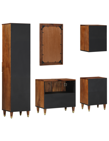 Set di Mobili per Bagno  da 5 Pezzi in Legno Massello di Mango
