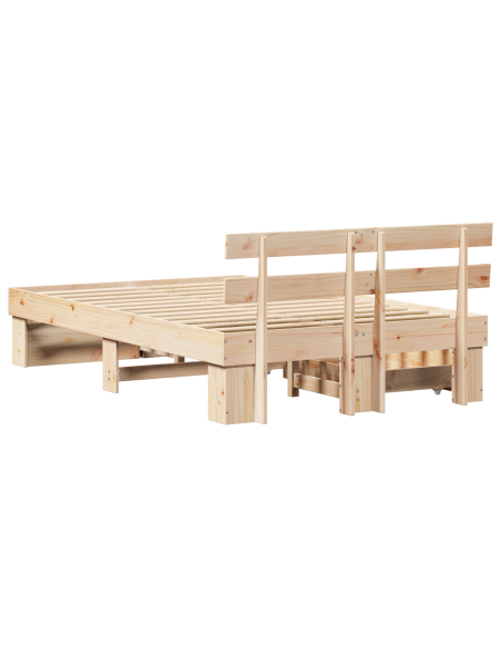 Struttura Letto con Cassetti 140x190 cm Legno Massello di Pino