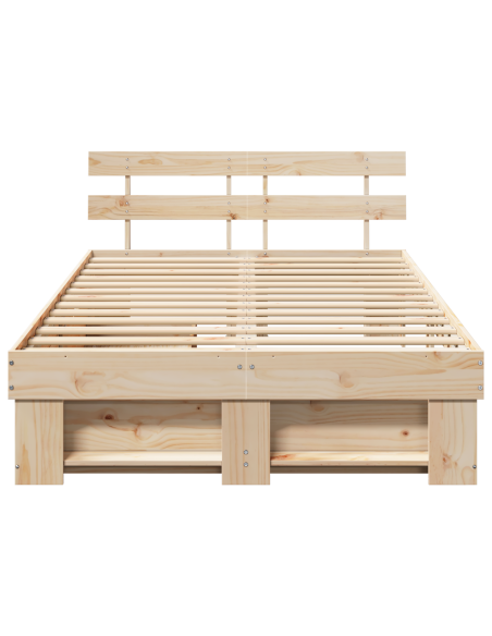 Struttura Letto con Cassetti 140x190 cm Legno Massello di Pino