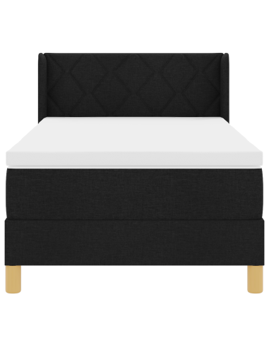 Letto a molle con materasso Nero 200 x 90 cm Poliestere