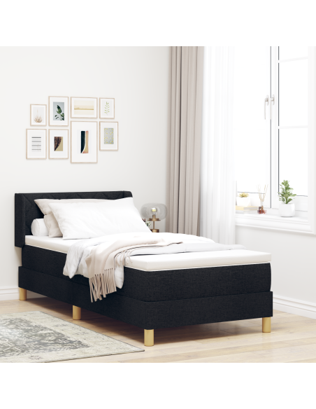 Letto Box Spring con Materasso Nero 90x200 cm