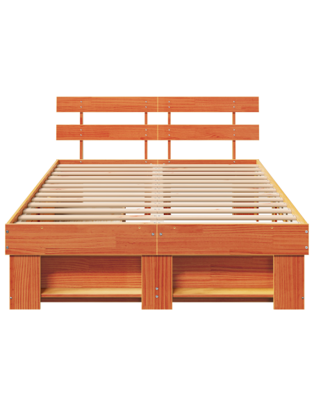 Struttura Letto con Cassetti Marrone Cerato 140x190 cm Legno Massello di Pino