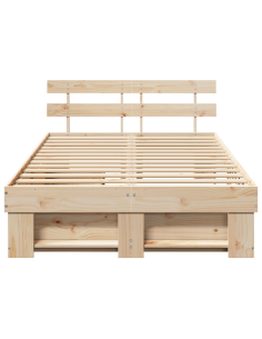 Struttura del letto Marrone 135 x 190 cm Pino massello 2