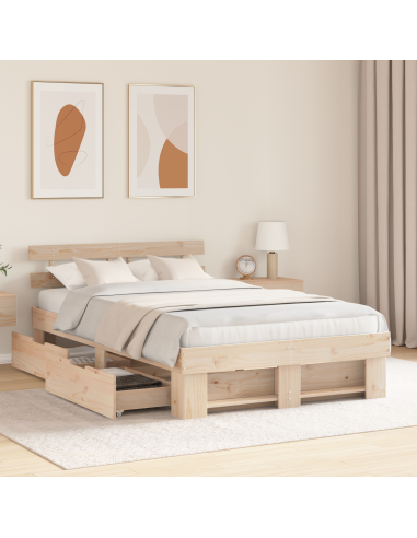 Struttura del letto Marrone 135 x 190 cm Pino massello