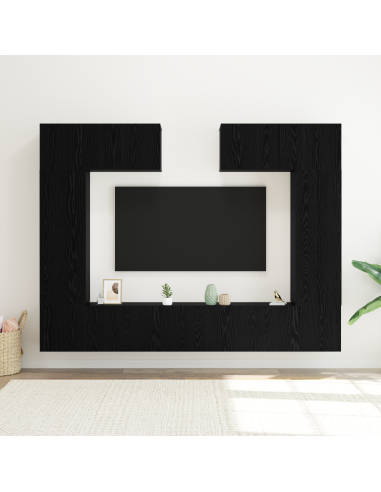 Set mobile TV 6 pcs Rovere Nero 100 x 30 x 30 cm