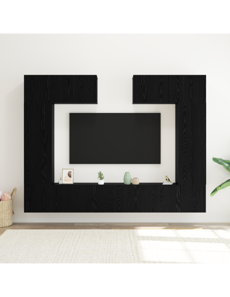 Set mobile TV 6 pcs Rovere Nero 100 x 30 x 30 cm