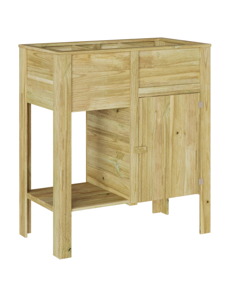 Vaso Alto con lo scaffale Marrone Legno di pino impregnato