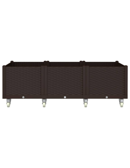 Fioriera da Giardino con Ruote Marrone 150x80x54 cm in PP