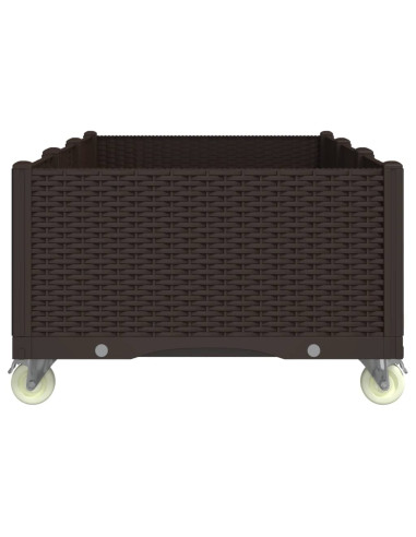 Fioriera da Giardino con Ruote Marrone 150x80x54 cm in PP