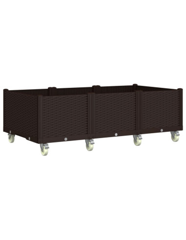 Fioriera da Giardino con Ruote Marrone 150x80x54 cm in PP