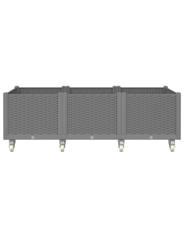 Fioriera da Giardino con Ruote Grigio Chiaro 150x80x54 cm in PP