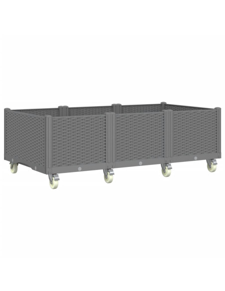 Fioriera da Giardino con Ruote Grigio Chiaro 150x80x54 cm in PP