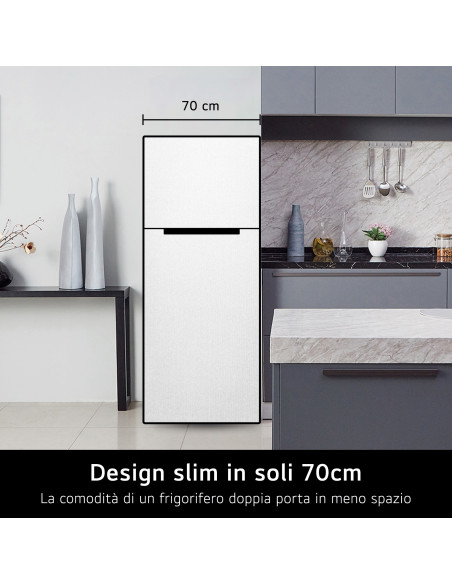 LG GTBV36PZGKD Frigorifero doppia porta 70cm, Classe E, 395L, Door & Linear Cooling, Inox