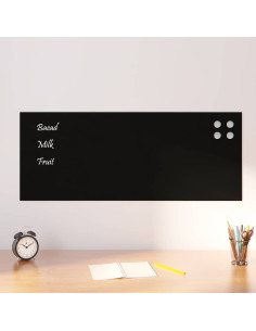 Lavagna Magnetica a Parete Nera 100x40 cm Vetro Temperato