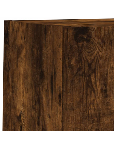 Mobili TV a Muro con LED 4pz Rovere Fumo in Legno Multistrato