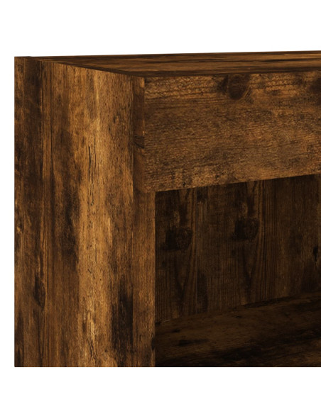 Mobili TV a Muro con LED 8pz Rovere Fumo in Legno Multistrato