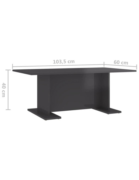 Tavolino Salotto Grigio Lucido 103,5x60x40cm Legno Multistrato
