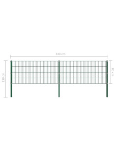Pannello di Recinzione con Pali in Ferro 3,4x0,8 m Verde