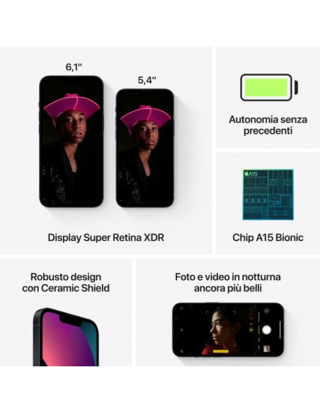 Apple iPhone 13 15,5 cm (6.1") Doppia SIM iOS 17 5G 128 GB Nero