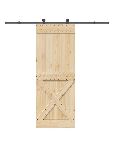 Porta Scorrevole con Set Hardware 85x210 cm Legno Massello Pino