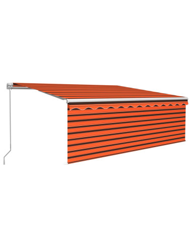 Tenda Sole Retrattile Manuale con LED 4,5x3m Arancione Marrone