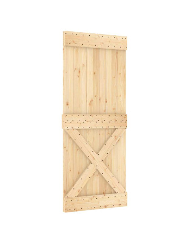 Porta Scorrevole con Set Hardware 85x210 cm Legno Massello Pino