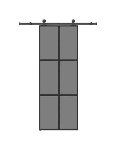 Porta Scorrevole Ferramenta 76x205 cm Vetro Temperato Alluminio