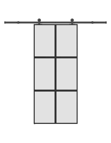 Porta Scorrevole Ferramenta 90x205 cm Vetro Temperato Alluminio