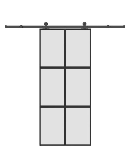 Porta Scorrevole Ferramenta 90x205 cm Vetro Temperato Alluminio