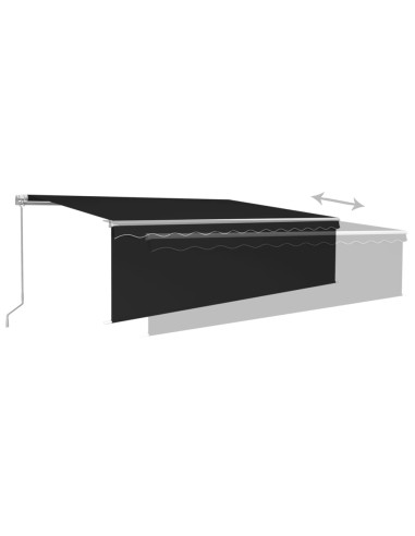 Tenda Sole Retrattile Manuale Parasole LED 5x3m Antracite