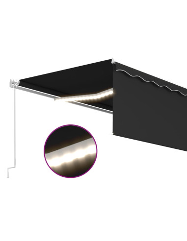 Tenda Sole Retrattile Manuale Parasole LED 5x3m Antracite