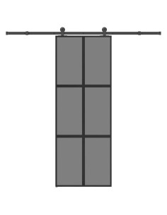 Porta Scorrevole Ferramenta 76x205 cm Vetro Temperato Alluminio 2