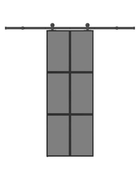Porta Scorrevole Ferramenta 76x205 cm Vetro Temperato Alluminio