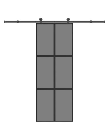 Porta Scorrevole Ferramenta 76x205 cm Vetro Temperato Alluminio